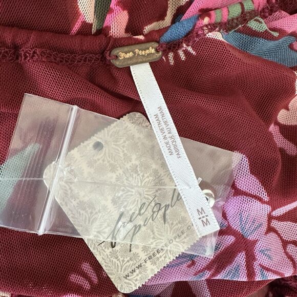 FREE PEOPLE Of Paradise Top OB1466366 Ruched V-Neck Floral COCOA Size Medium - Picture 6 of 6